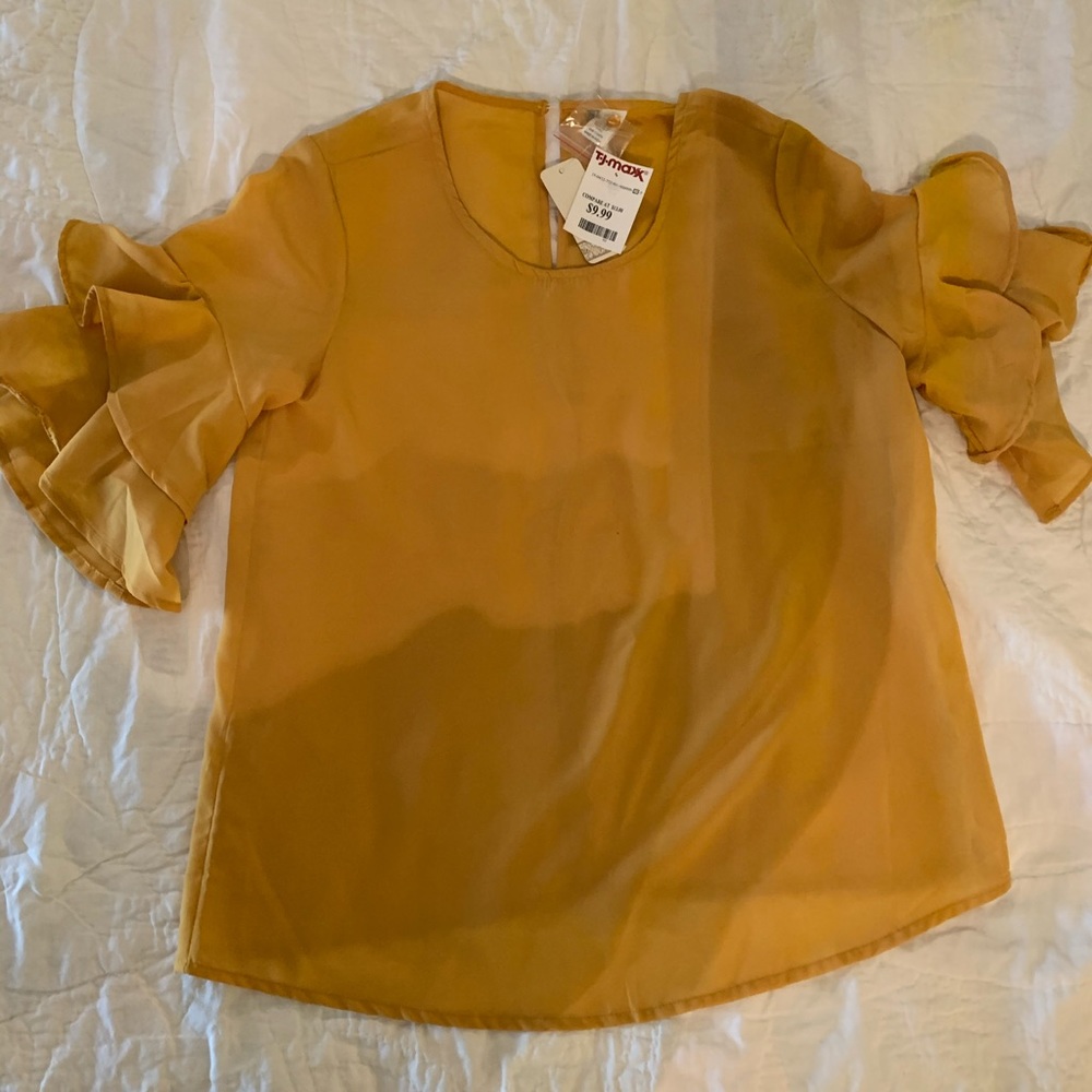 Golden yellow bell sleeve top
